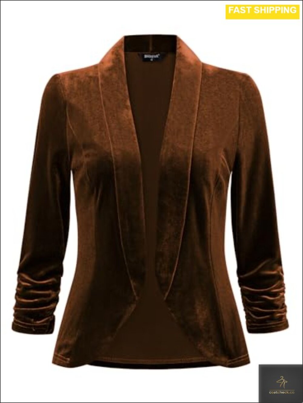 Velvet Blazer Shawl Collar 3/4 Sleeve Open Front Cardigan Formal Evening Jacket